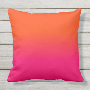 Neon Orange and Neon Pink Ombre Shade Color Fade Cushion