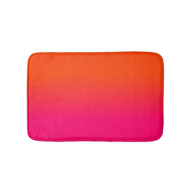 Neon Orange and Neon Pink Ombre Shade Colour Fade Bath Mat (Front)