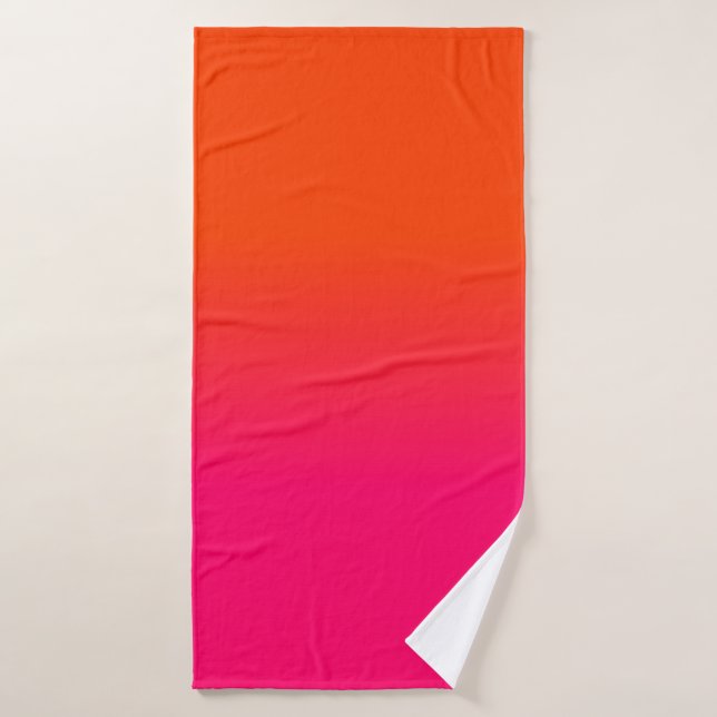 Neon Orange and Neon Pink Ombre Shade Colour Fade Bath Towel (Bath Towel)