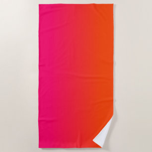 Neon Orange and Neon Pink Ombre Shade Colour Fade Beach Towel