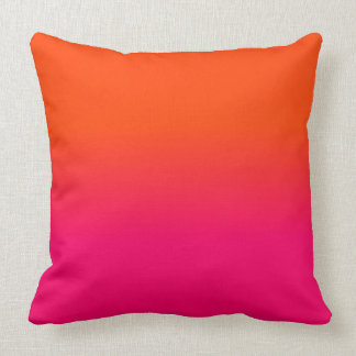 Neon Orange and Neon Pink Ombre Shade Colour Fade Cushion