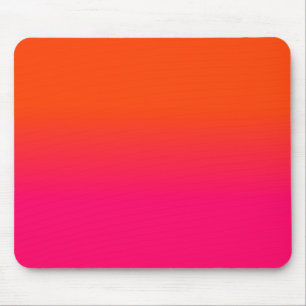 Neon Orange and Neon Pink Ombre Shade Colour Fade Mouse Mat