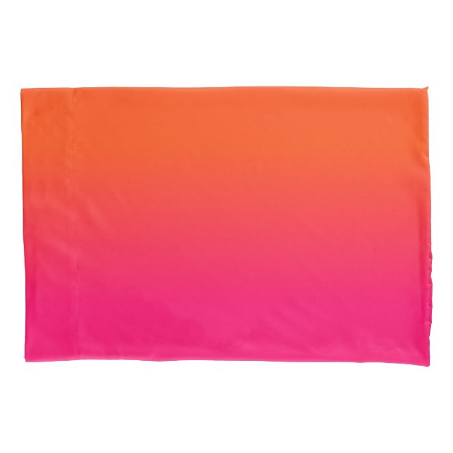 Neon Orange and Neon Pink Ombre Shade Colour Fade Pillowcase (Front)