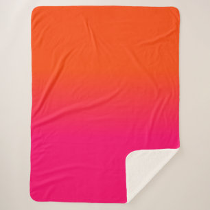 Neon Orange and Neon Pink Ombre Shade Colour Fade Sherpa Blanket