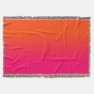 Neon Orange and Neon Pink Ombre Shade Colour Fade Throw Blanket