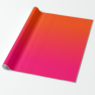 Neon Orange and Neon Pink Ombre Shade Colour Fade Wrapping Paper