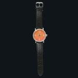 Neon orange - Arabic numerals watch<br><div class="desc">Bold , neon orange coloured watch face design - Arabic numerals in white . Wrist watch for him who likes bright colours . You can customise it now with his name / text / monogram etc . Unique design by Alma Wad . --------------- Orange - the colour of the Sun...</div>
