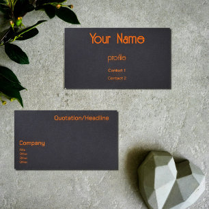 neon orange & black business card