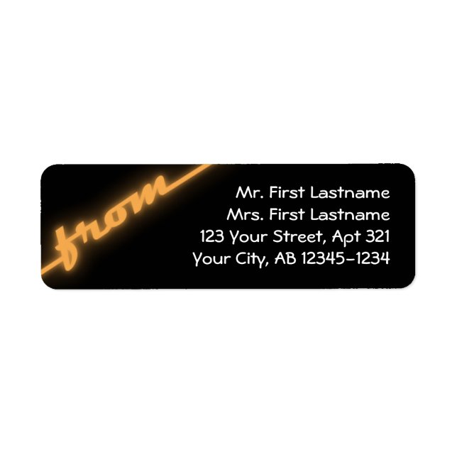 Neon Orange & Black Return Address Labels (Front)