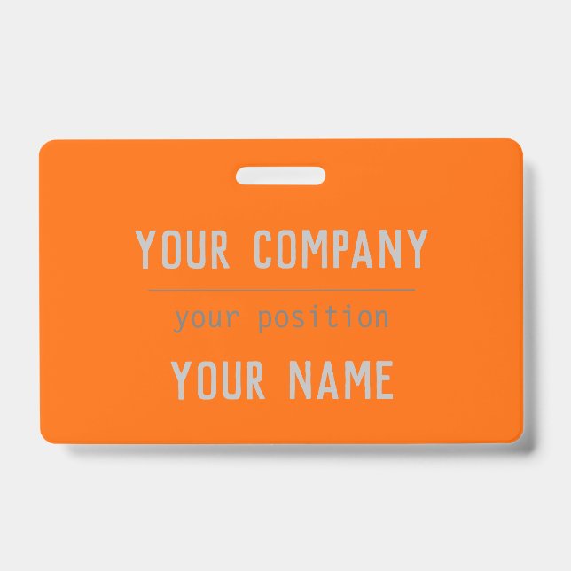 Neon orange - bold lettering - QR  code ID Badge (Front)