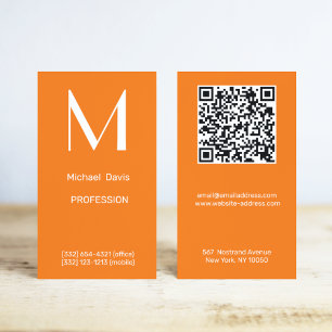 neon orange - bold monogram business card