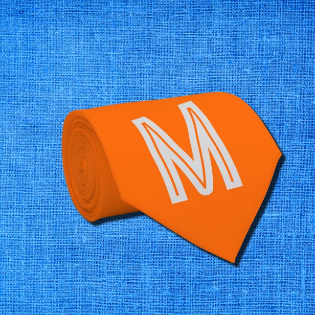 neon orange - bold monogram  tie (Creator Uploaded)