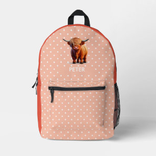 NEON Orange Cow  School theme Printed Backpack