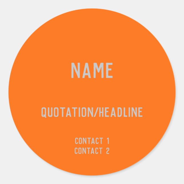 Neon Orange Custom  Classic Round Sticker (Front)