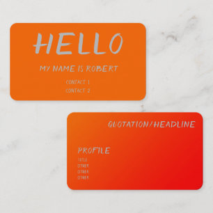 neon  orange -  Hello  business card