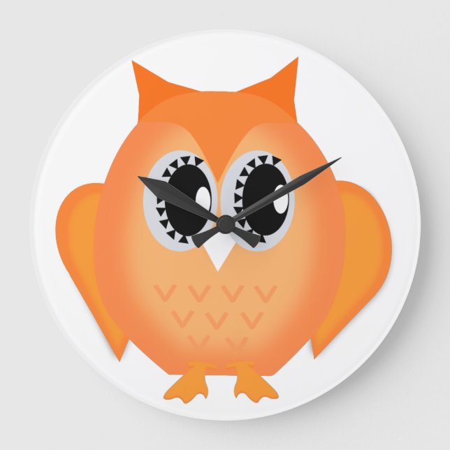 Neon Orange Hootie Hoot Owl Clock (Front)