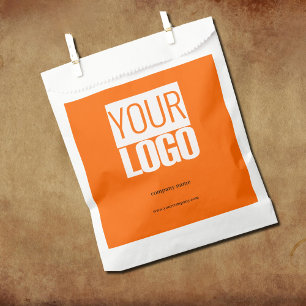 Neon orange - modern logo favour bags