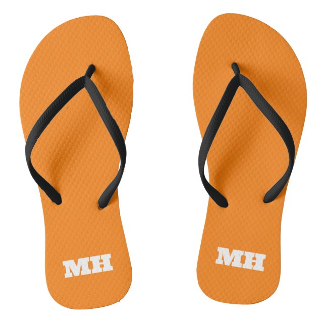 Neon Orange Monogram Colour Bright Elegant Flip Flops (Footbed)