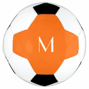 neon orange  -  monogrammed   soccer ball
