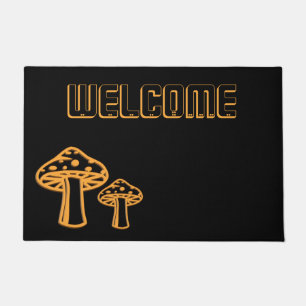 Neon Orange Mushrooms Welcome Doormat