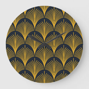 Neon Orange Peacock Scale Wallpaper. Large Clock