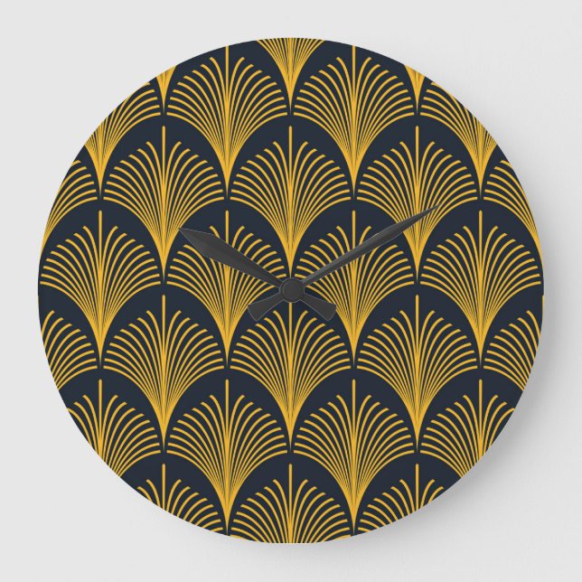 Neon Orange Peacock Scale Wallpaper. Large Clock (Front)