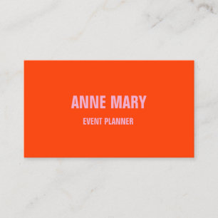 Neon Orange Pink Wedding Event Planner Colourful Business Card
