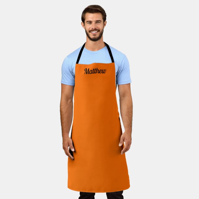 Neon Orange Retro Modern Name Bright Apron (Worn)