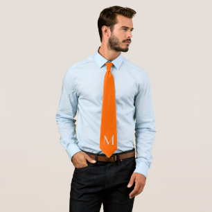 neon orange solid color - monogrammed tie