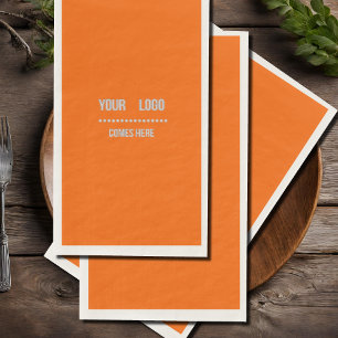 neon orange solid colour - add logo napkin