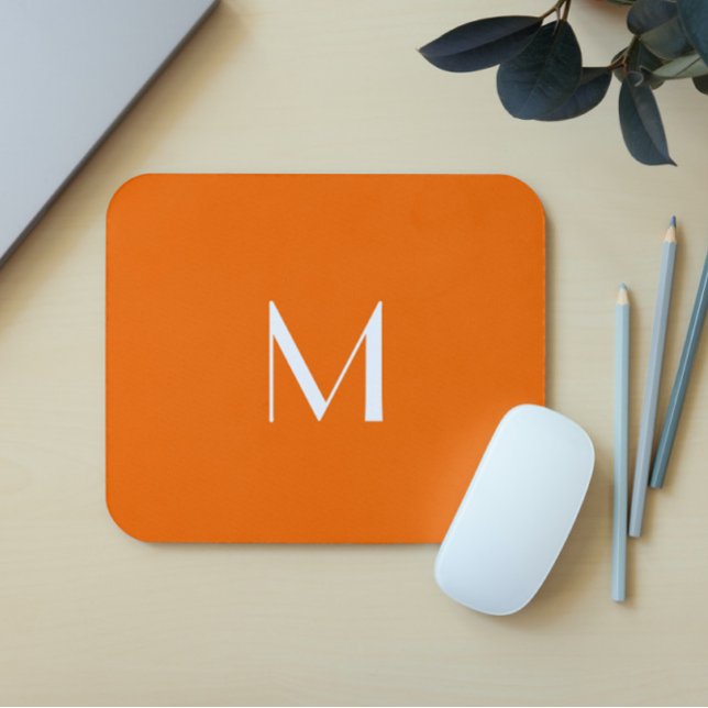 neon  orange solid colour - add monogram mouse mat (Creator Uploaded)