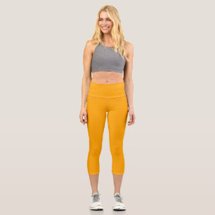 Neon Orange Solid Colour   Classic Capri Leggings
