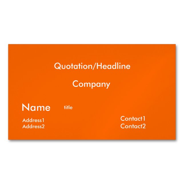 neon  orange solid colour 	Magnetic business card (Front)