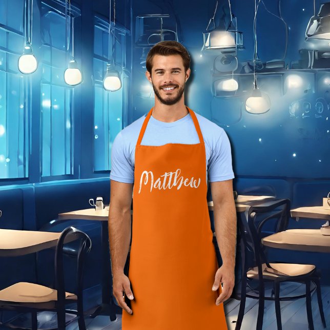  neon orange solid colour -personalised apron (Creator Uploaded)