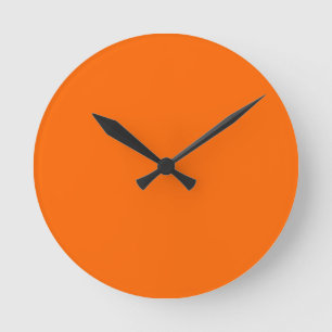 neon orange solid colour round clock