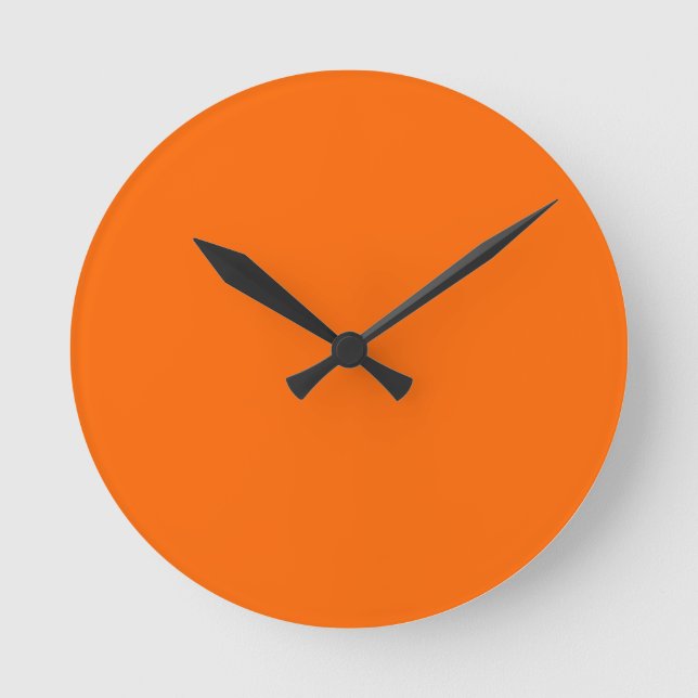 neon orange solid colour round clock (Front)