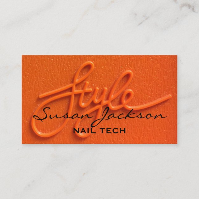 Neon Orange Style Modern Script  Business Card (Front)