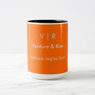 Neon Orange Two-Tone Mug – Custom Monogram&Text