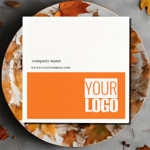 Neon orange &white - add logo  napkin