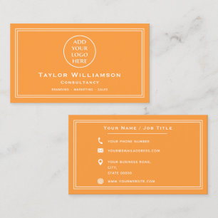 Neon Orange White Corporate Company Business Logo Business Card