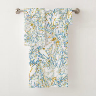 Neon Orange Yellow Blue Curvy Line Pattern -COOL Bath Towel Set