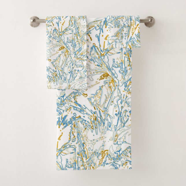 Neon Orange Yellow Blue Curvy Line Pattern -COOL Bath Towel Set (Insitu)