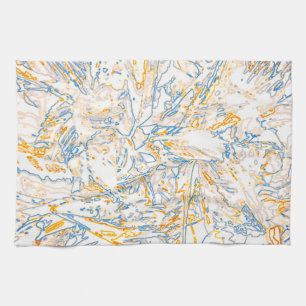 Neon Orange Yellow Blue Curvy Line Pattern -COOL Tea Towel