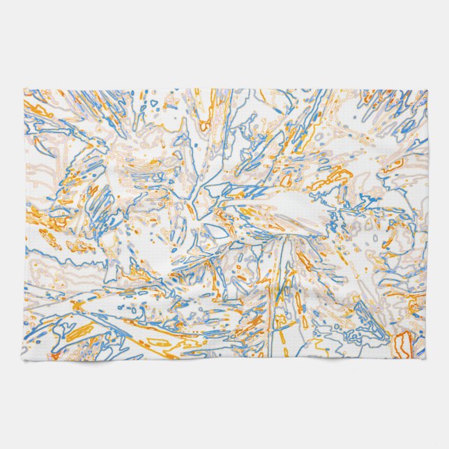 Neon Orange Yellow Blue Curvy Line Pattern -COOL Tea Towel (Horizontal)