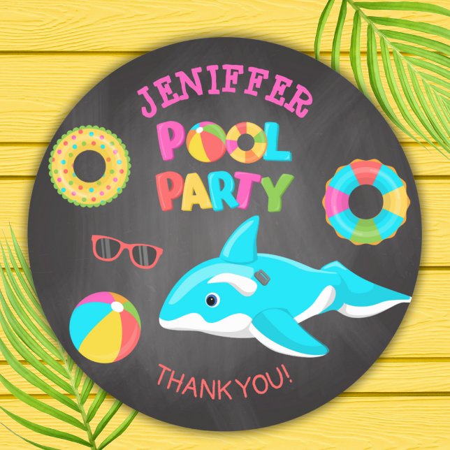 NEON ORCA INFLATABLE POOL PARTY CLASSIC ROUND STICKER (Creator Uploaded)