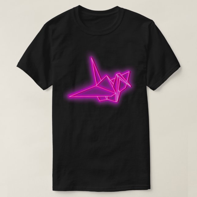 Neon origami crane T-Shirt (Design Front)