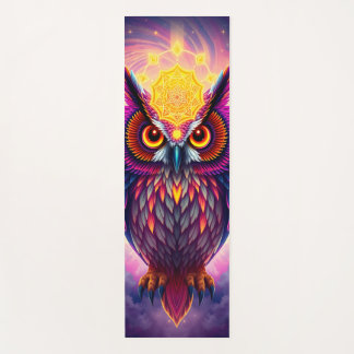 Neon Owl Portrait: Psychedelic Swirl Art Yoga Mat