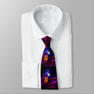 Neon Owl Thunderstorm Flash Tie