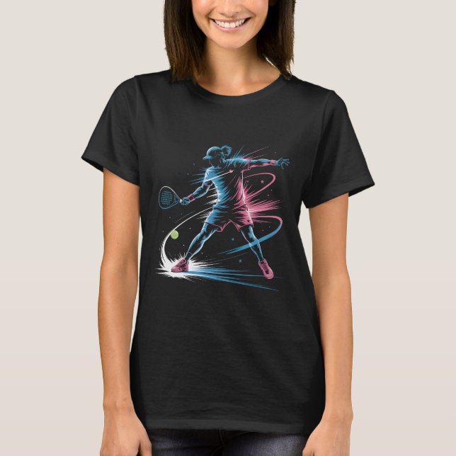 Neon Padel Player T-Shirt, Retro 80s Padel Tennis  T-Shirt (Front)