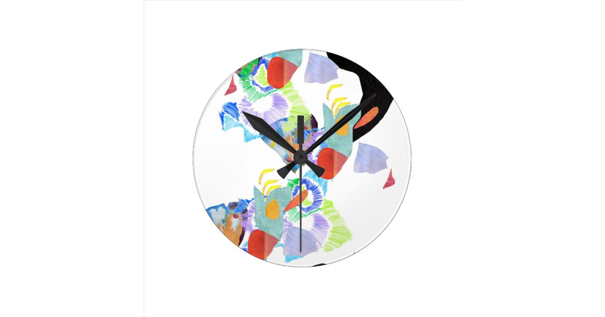 Neon paint blobs funky art round clock | Zazzle.co.uk